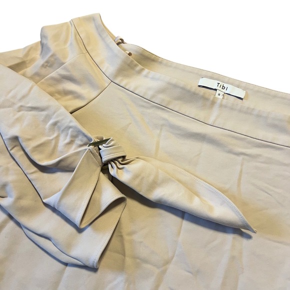Tibi Beige Tie Sleeve Off Shoulder Top Blouse Women's Size 8 Elegant - Picture 1 of 9